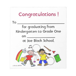 Bloc-note Félicitations ! Diplômé de la maternelle