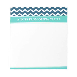 Bloc-note Feminine Blue Chevron Custom Name