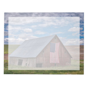 Bloc-note Fermes Grange rouge rustique avec drapeau améric