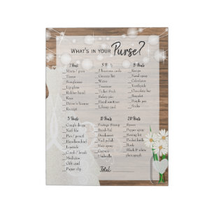 Bloc-note Fête des mariées en Rustic Bois Chaîne Lumières Je