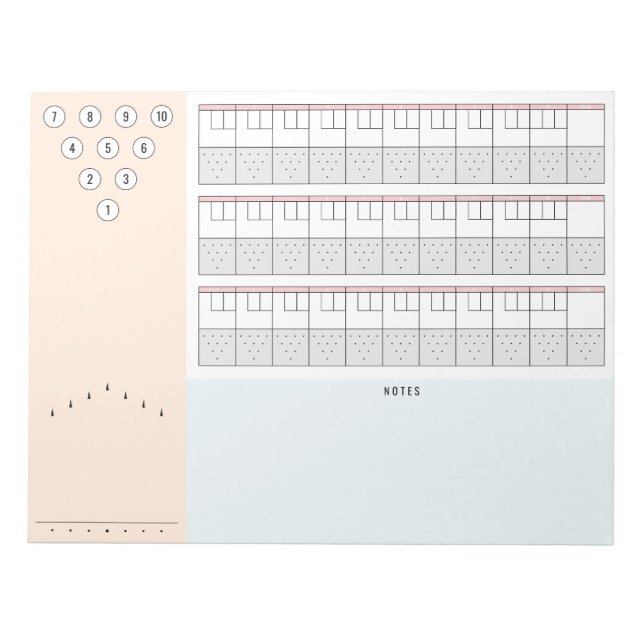Bloc-note Feuille de résultats de Bowling 3 jeux + Notes | L (Devant)