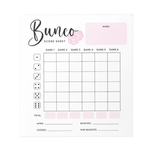 Bloc-note Feuille de score Bunco (Devant)