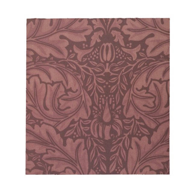 Bloc-note Feuilles d'Acanthus rouge foncé (par William Morri (Devant)