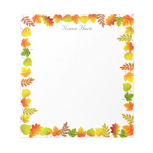 Bloc-note Feuilles d'automne sur fond blanc simple