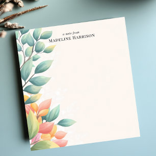Bloc-note Feuilles de pastel élégantes - Nom personnalisé bo