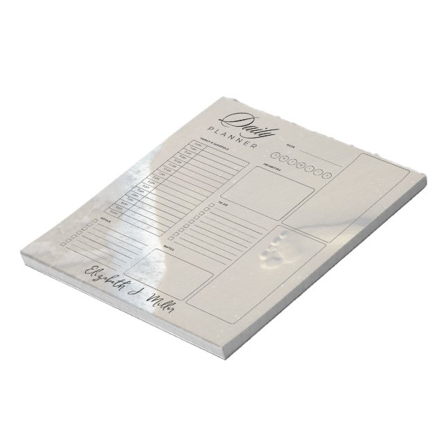 Bloc-note Feuilles de planificateurs quotidiens personnalisé (Tourné)