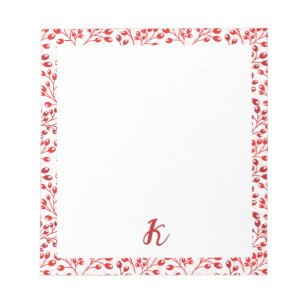 Bloc-note Feuilleté rouge Motif moderne Élégant Monogramme
