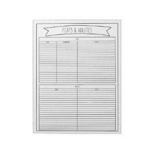 Bloc-note Fiches de fonctions