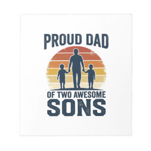 Bloc-note Fier papa de deux fils géniaux design de t-shirt v