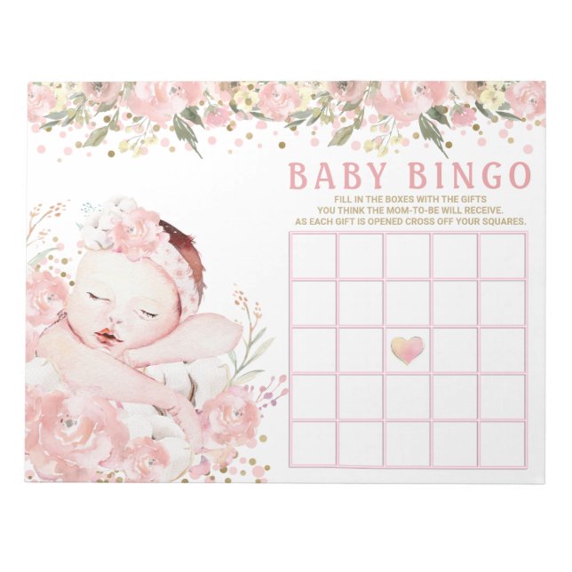 Bloc-note Fille Baby shower Bingo Cartes de jeu (Devant)