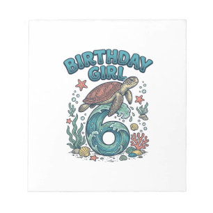 Bloc-note Fille d'anniversaire 6 Tortue de mer Conception de