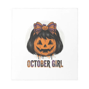 Bloc-note Fille d'octobre Citrouille Arc Halloween Vector De