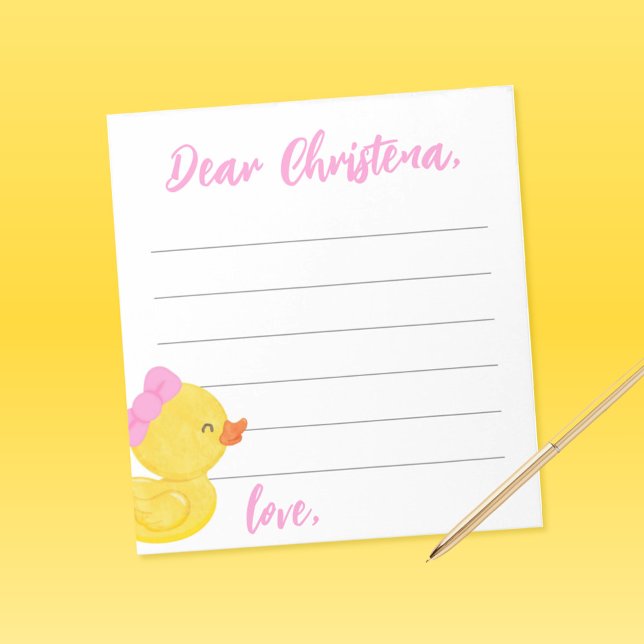 Bloc-note Fille en caoutchouc canard temps Capsule / Conseil (Girl Duck Time Capsule or Wishes for Baby Note Sheets)
