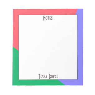 Bloc-note Fille moderne Coral rose bleu vert Monogramme