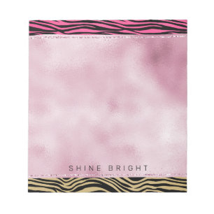 Bloc-note Fille rose or Ombre Aquarelle Noir Zèbre Imprimer