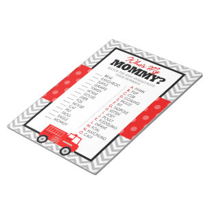Bloc-note Firetruck Who's My Maman Baby Animal Shower Game