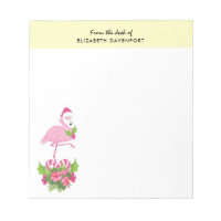 Flamant rose rose à Santa Hat Noël Whimsical