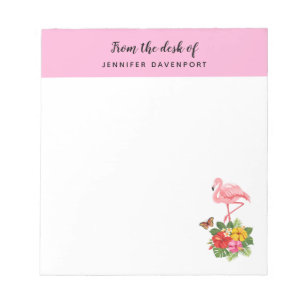 Bloc-note Flamant rose rose & Hibiscus Tropical Fancy