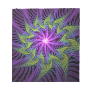 Bloc-note Fleur Abstraite Moderne de l'Art Fractal Vert Viol