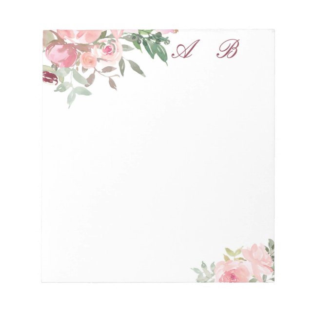 Bloc-note Fleur aquarelle rose (Devant)