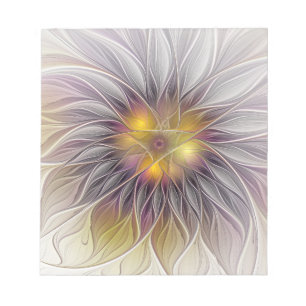 Bloc-note Fleur colorée lumineuse, fractale moderne abstrait