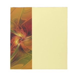 Bloc-note Fleur d'art fractal abstraite rouge orange marron 