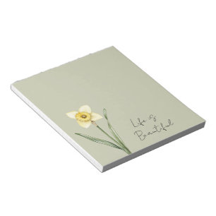 Bloc-note Fleur de jonquille verte blanche jaune