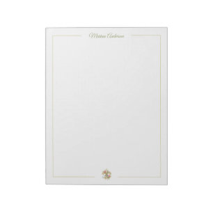 Bloc-note Fleur de Lys florale élégante Nom personnalisé