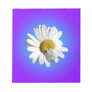 Bloc-note Fleur de marguerite blanche dégradé floral bleu vi