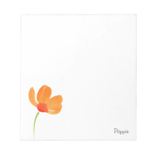 Bloc-note Fleur de pâté à l'aquarelle orange