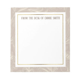 Bloc-note Fleur et or brun doux personnalisé