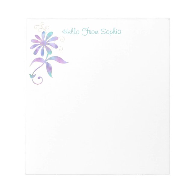 Bloc-note Fleur Iridescente tendance, do-it-yourself nom/mes (Devant)