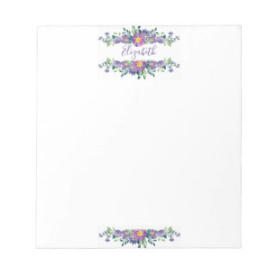 Bloc-note Fleur personnalisée aquarelle violette