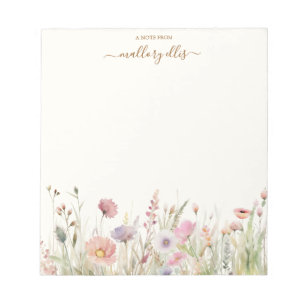 Bloc-note Fleur sauvage d'aquarelle moderne Meadow Personnal