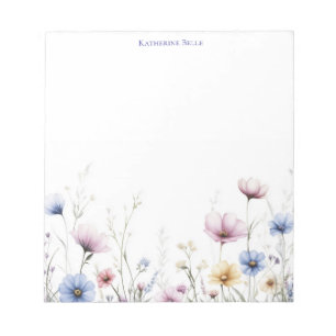 Bloc-note Fleurs à l'aquarelle Bordure inférieure Fleurs sau