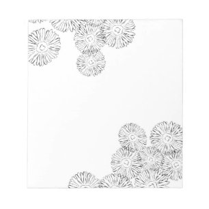 Bloc-note Fleurs abstraites de printemps noir et blanc