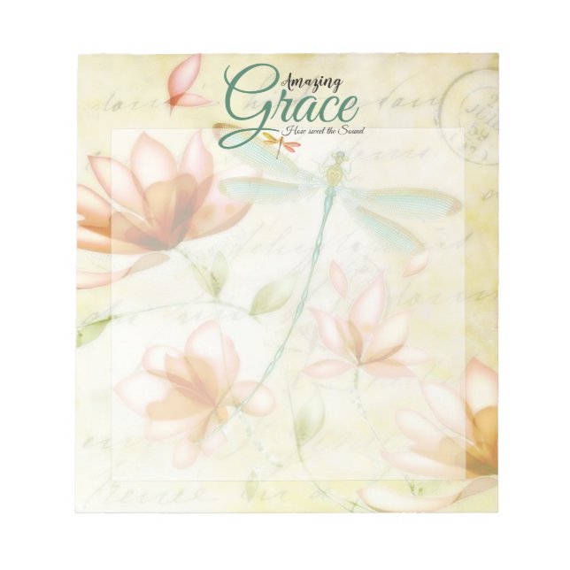 Bloc-note Fleurs Amazing Grace et libellule (Devant)