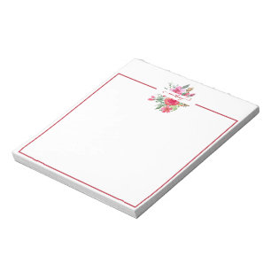 Bloc-note Fleurs aquarelle rose personnalisées  