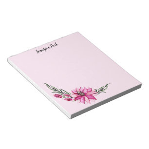 Bloc-note Fleurs aquarelles roses