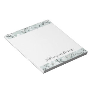 Bloc-note Fleurs blanches gris chic