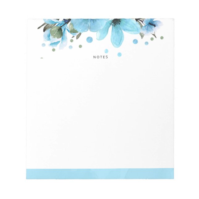 Bloc-note Fleurs bleu clair et aquarelle (Devant)