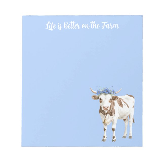 Bloc-note Fleurs Bleues de Vache (Devant)
