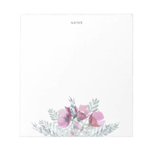 Bloc-note Fleurs d'aquarelle violette et bleue