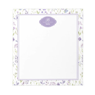 Bloc-note Fleurs de fleurs sauvages violettes personnalisées