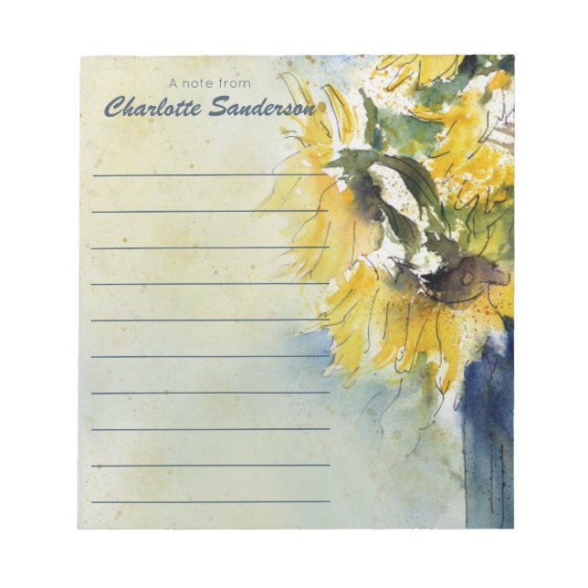 Bloc-note Fleurs de soleil écossaises à l'aquarelle (Devant)