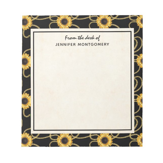 Bloc-note Fleurs de soleil jaunes élégantes Motif élégant su (Devant)