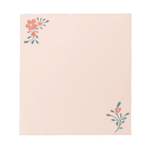 Bloc-note Fleurs de teint rosé botanique sarcelle