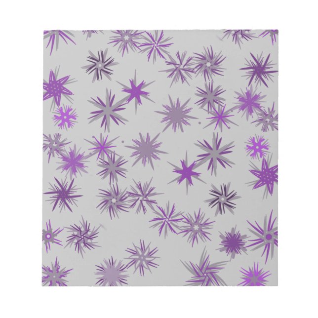 Bloc-note fleurs d'étoiles en noël 2022 mou violet argent (Devant)