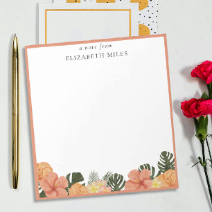 Bloc-note Fleurs d'Hibiscus à l'aquarelle et Monstera delici