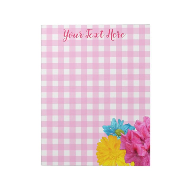 Bloc-note Fleurs et Gingham Rose (Tourné)